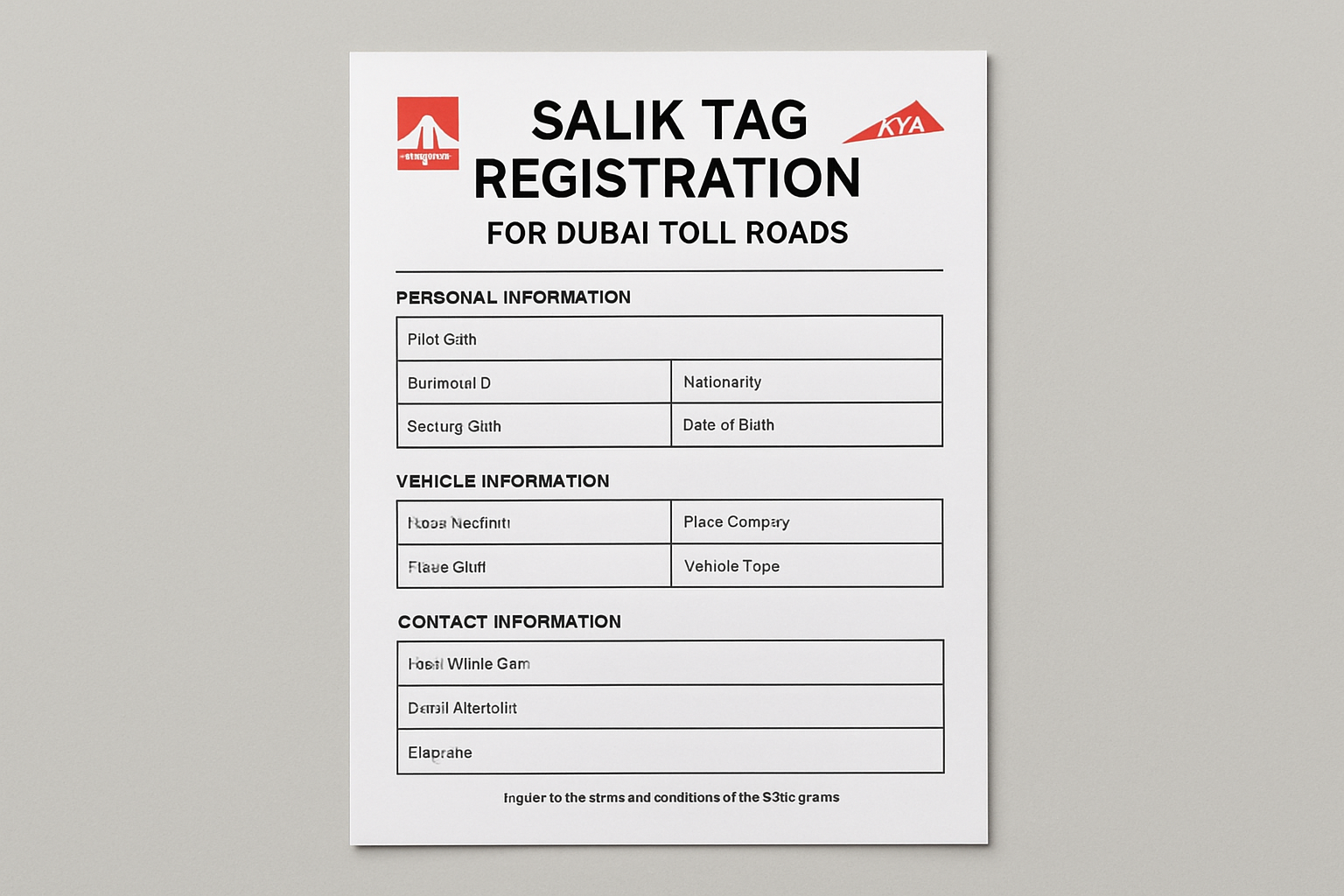 Salik tag registration for Dubai toll roads