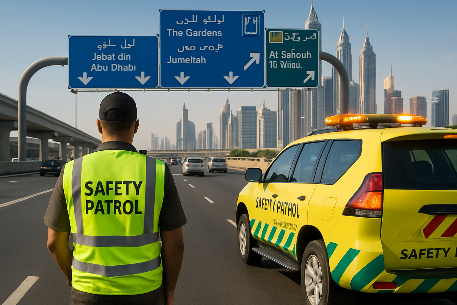 Safety patrol on a Dubai expressway